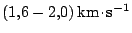 $ ( 1,6 - 2,0 )\,\mathrm{km}\kern -1.2pt \cdot\kern -1.2pt \mathrm{s}^{-1}$
