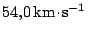 $ 54,0\,\mathrm{km}\kern -1.2pt \cdot\kern -1.2pt \mathrm{s}^{-1}$