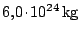 $ 6,0 \kern -1.2pt \cdot\kern -1.2pt 10^{24}\,\mathrm{kg}$