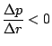 $ \displaystyle\frac{\Delta p}{\Delta r}< 0$