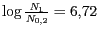 $ \log\frac{N_1}{N_{0,2}}=6,72$
