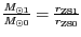 $ {\frac{M_{{{\odot1}}}}{M_{{{\odot0}}}}=\frac{r_{{{\mathrm{ZS}}1}}}{r_{{{\mathrm{ZS}}0}}}}$