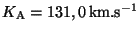 $ K_{\mathrm{A}} = 131,0 \,\mathrm{km}.\mathrm{s}^{-1}$