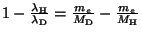 $ 1-\frac{\lambda_{\mathrm{H}}}{\lambda_{\mathrm{D}}}
=\frac{m_e}{M_{\mathrm{D}}}-\frac{m_e}{M_{\mathrm{H}}}$