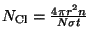 $ N_{\mathrm{Cl}}=\frac{4\pi r^2 n}{N\sigma t}$