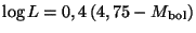 $ \log L = 0,4\, (4,75 - M_{\mathrm{bol}})$