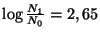 $ \log\frac{N_1}{N_0}=2,65$