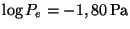 $ \log P_e = - 1,80\,\mathrm{Pa}$