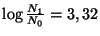 $ \log\frac{N_1}{N_0}=3,32$