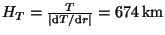 $ H_T=\frac{T}{\left\vert{\mathrm d}T/{\mathrm d}r\right\vert}=674\,\mathrm{km}$