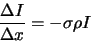 \begin{displaymath}
\frac{\Delta I}{\Delta x} = - \sigma \rho I
\end{displaymath}