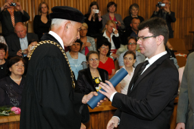 Michal Zajaček at MSc. graduation (Summa Cum Laude) at the Charles University in Prague.